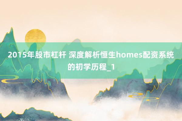 2015年股市杠杆 深度解析恒生homes配资系统的初学历程_1